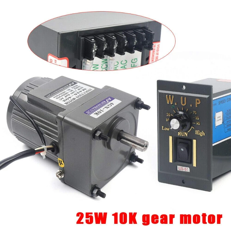 220V/110V 25W AC Gear Motor Single-Phase Gear Motor Speed Adjustable Governor Geared Motor and Adjustable Speed Controller Combo