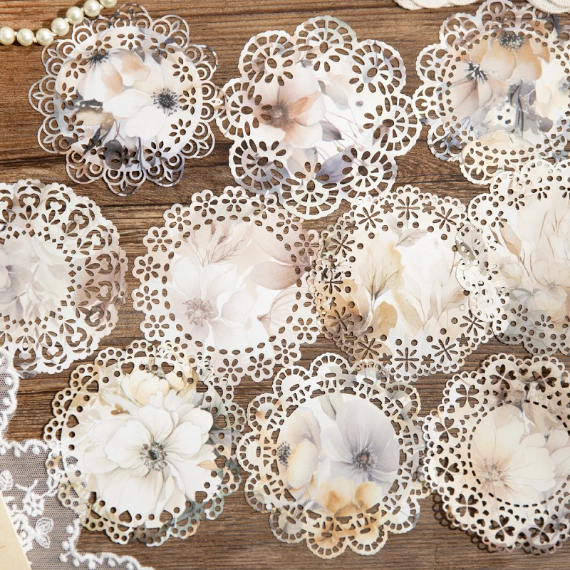 10 sztuk/paczka Vintage Hollow koronkowe naklejki pakiet dekoracyjne Scrapbooking DIY pamiętnik Album ręcznie robione śmieci dziennik artykuły papiernicze