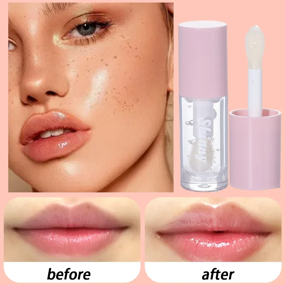 Moisturizing Jelly Black Lip Oil Water Glossy Mirror Plumping LipGloss Transparent Lipstick Lighten Wrinkle Clear Lips Tint