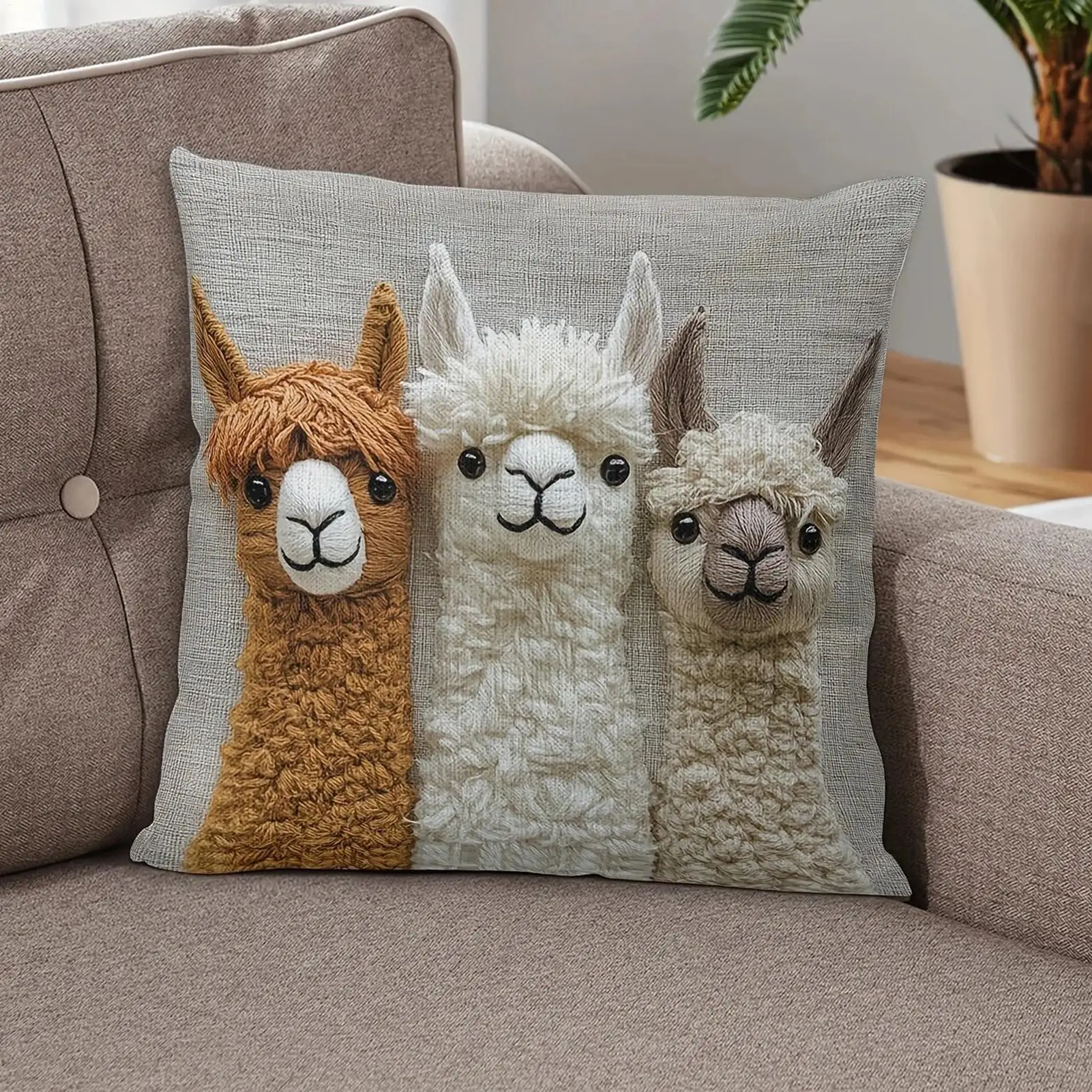 Cute Pillow Covers Retro alpaca friend single-sided printed pillow cove Cushion Case Pillow Cover for Living Room Couch Chair