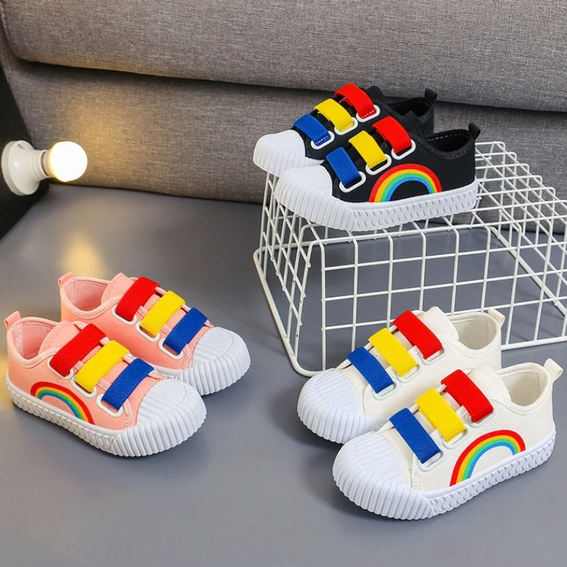 2024 New Boys and Girls Canvas Fashion Hook Children\'s Casual Shoes Soft Bottom Toddler Walking Shoes Anti-slip School Shoes