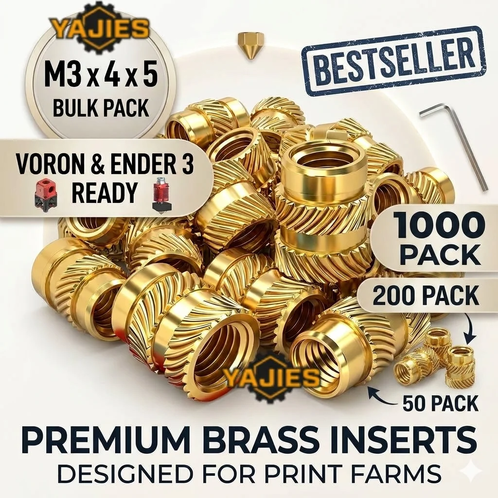 1000Pc M3x5x4 M3x4x5 Heat Insert Nut C3064 Brass Double Twill Knurled Threaded Nuts for VORON 2.4 Ender 3 3D Printer Farm