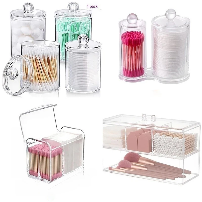 1 piece cosmetic storage jar with lid, suitable for cotton balls, cotton swabs, dental floss. Cosmetic storage and organization