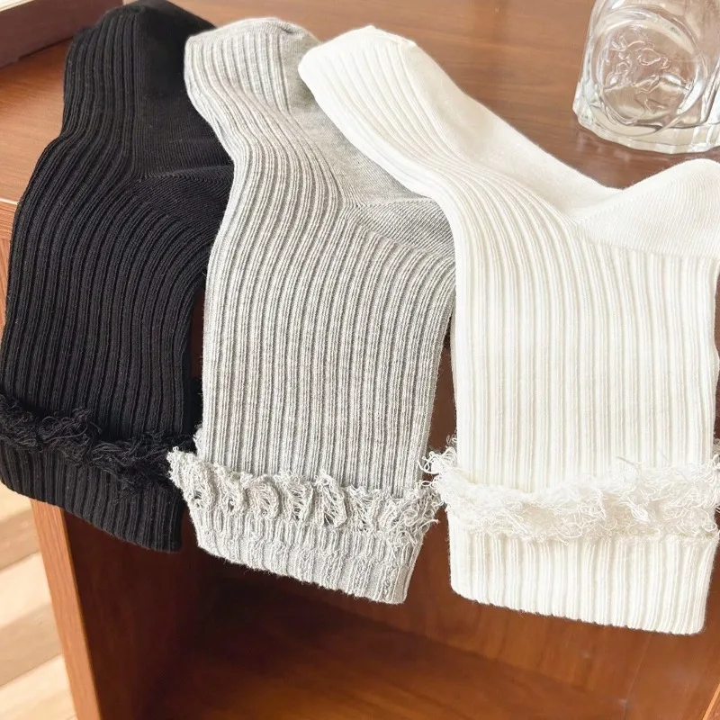 Women Socks New Solid Color Classic Cotton Crew Socks Creative White Socks For Women Fashion