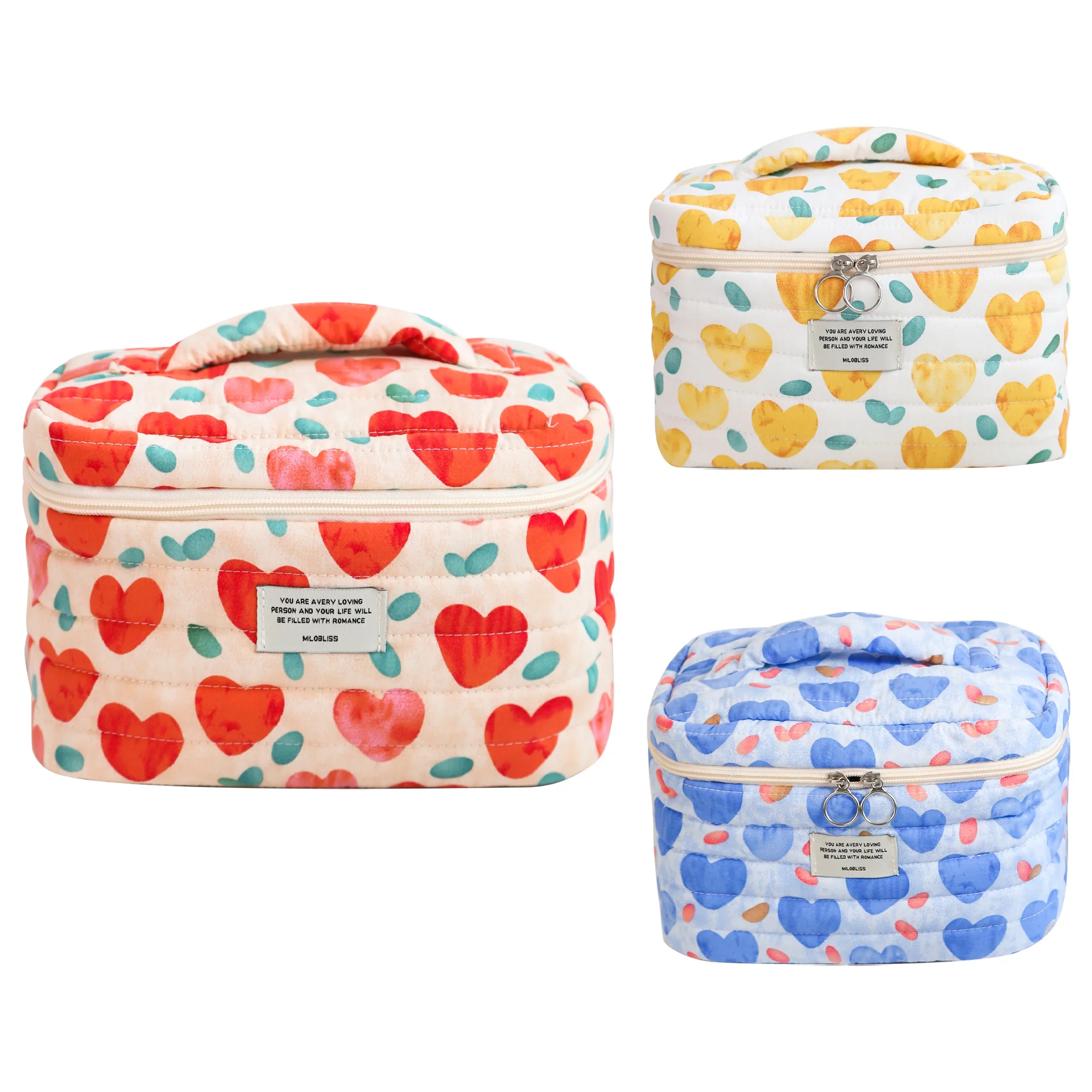 Cute Heart Makeup Bag Aesthetic Cosmetic Organizer Portable Toiletry Pouch for Women Travel Handbag Storage Bag