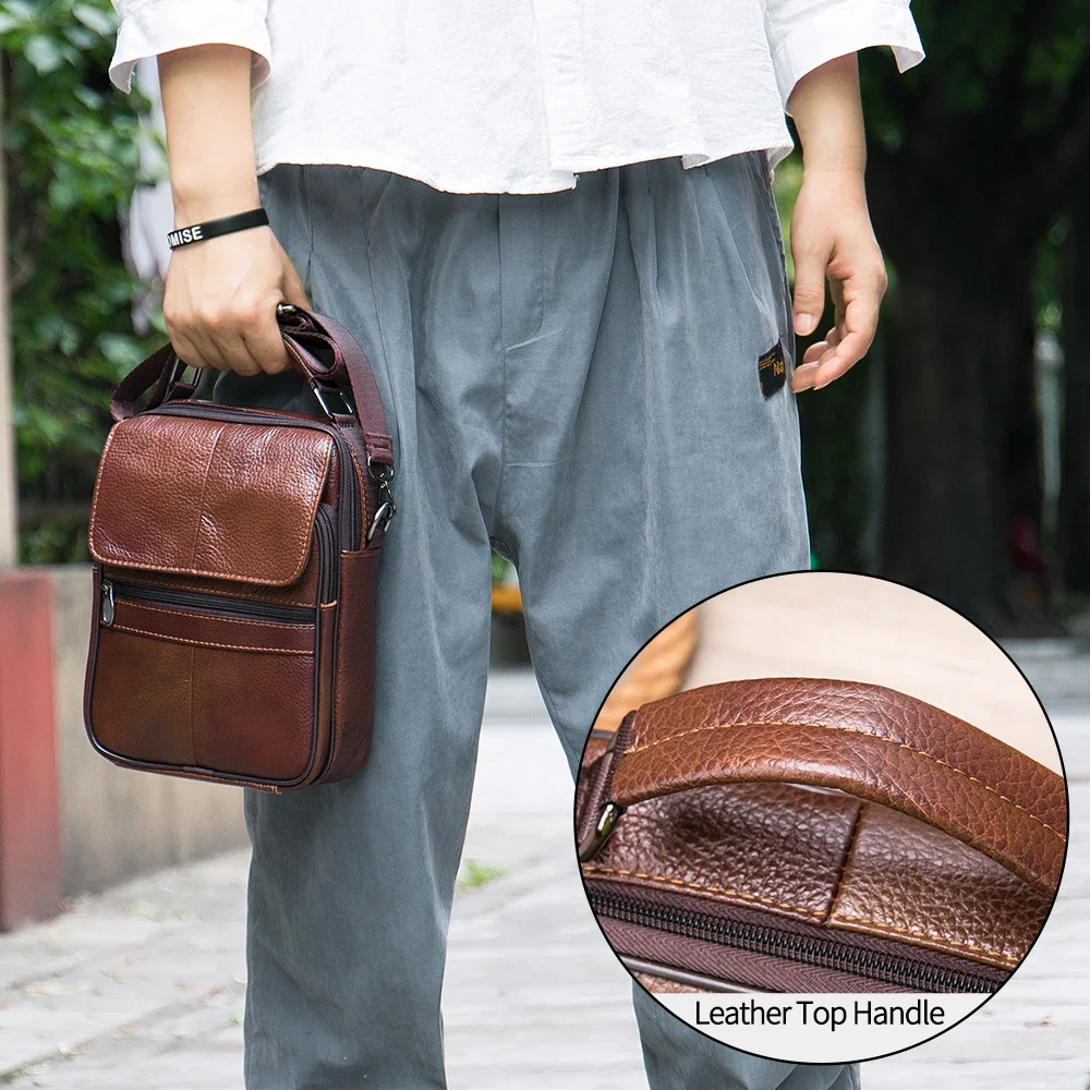 Retro Men\'s Bag Genuine Leather Man Bags For Man Messenger Crossbody Shoulder Bag Husband Men Shoulder Strap Handbag   6037