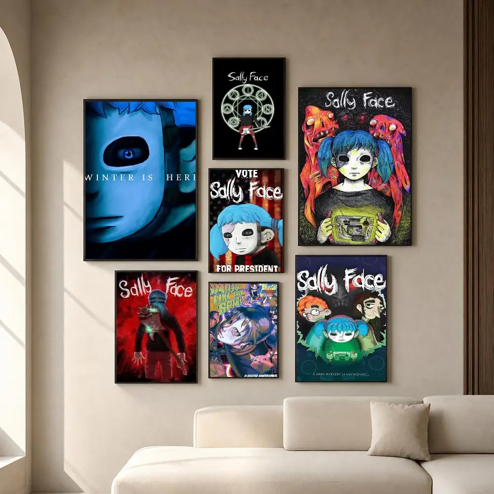 Game S-Sally Face Poster PP Self-Adhesive Removable HD Waterproof Wall art Suitable Bedrooms Living Rooms Gifts