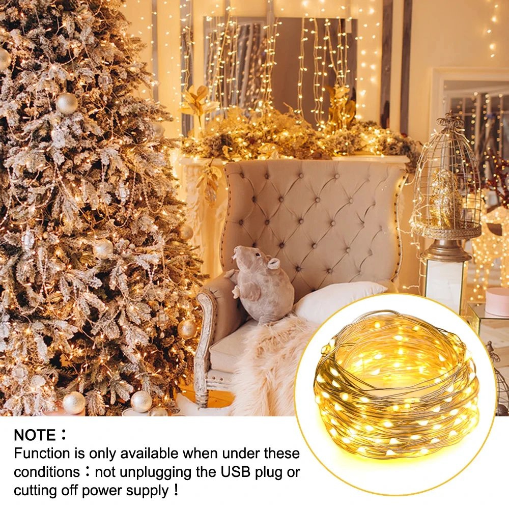 1m-10m USB Led String Light 8 Modes Fairy Bedroom Flexible Copper Halloween Holiday Lights Party Home Lighting Wedding Colorful