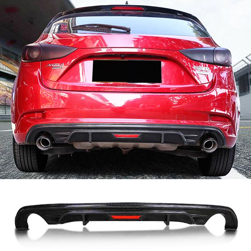 For Hatchback Mazda3 Axela Accessories Car Rear Bumper Split Body Kit Spoiler Diffuser Modification PP Plastic Rear Lip 2017 -18