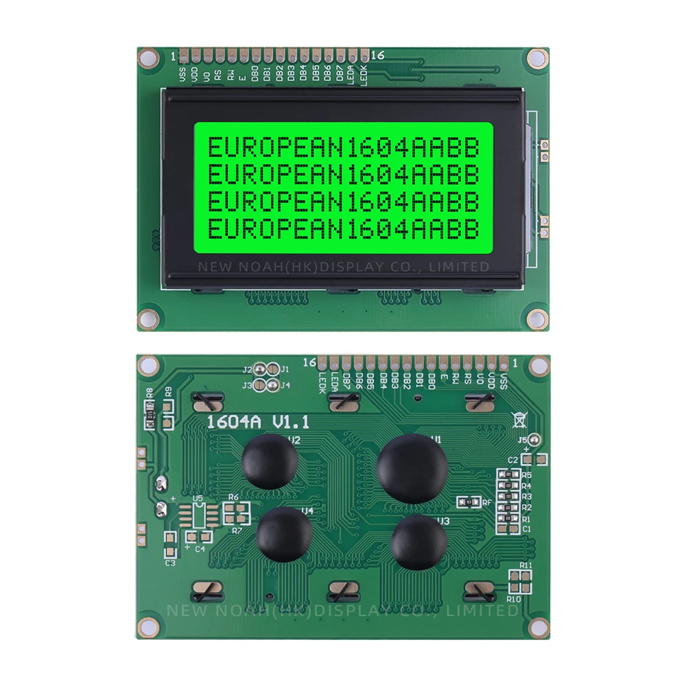 European Green Light Black Letters 1604A Multiple Word Libraries 04*16 LCM LCD Display Screen Controller ST7066U Voltage 5V 3.3V