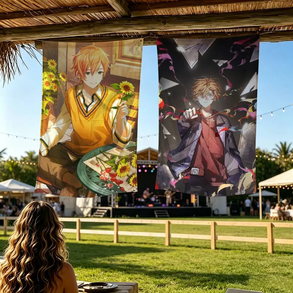 Project SEKAI Anime Shinonome Akito Flags Wall Hanging Background Art for Bedroom Home Outdoor Decor