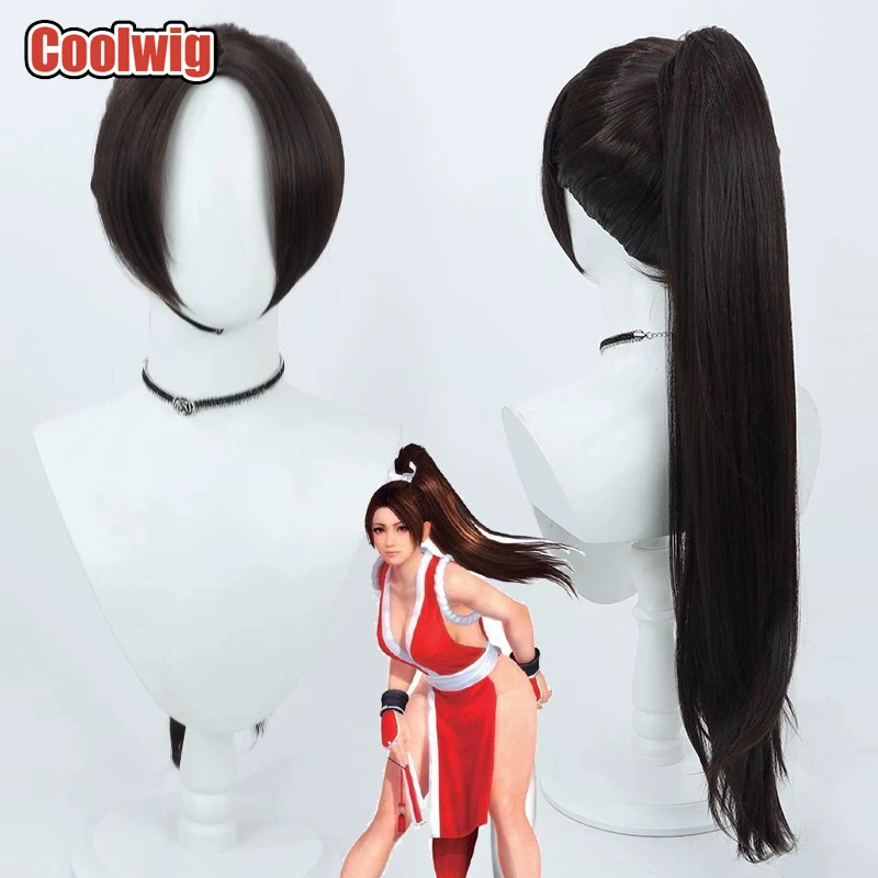 Coolwig Synthetic Hair Mai Shiranui Cosplay Wigs The King of Fighters Mai Shiranui 70cm Dark Brown Ponytail Wig Heat Resistant