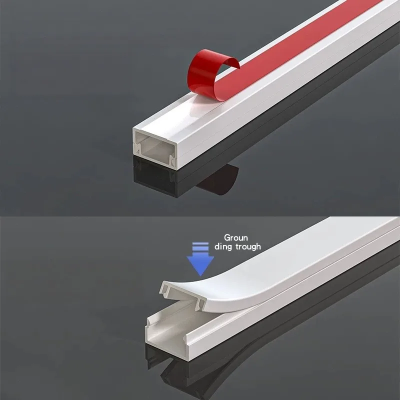 Floor Cable Cover PVC Cord Protector Self-Adhesive Power Cable Protector Extension Electric Wire Duct Slot Cable Manage For Home