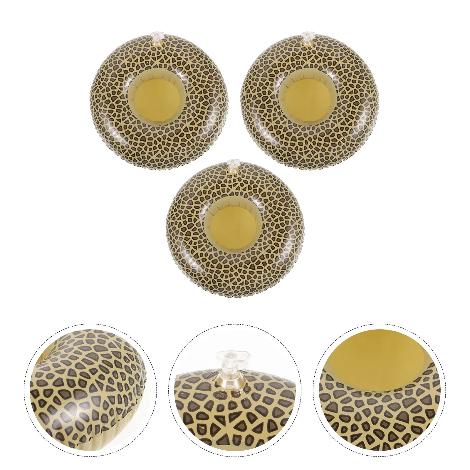 3 pçs pvc inflável leopardo impressão copo flutuador esteiras suportes de cerveja de água para piscina praia festa estável bandejas de bebida leve