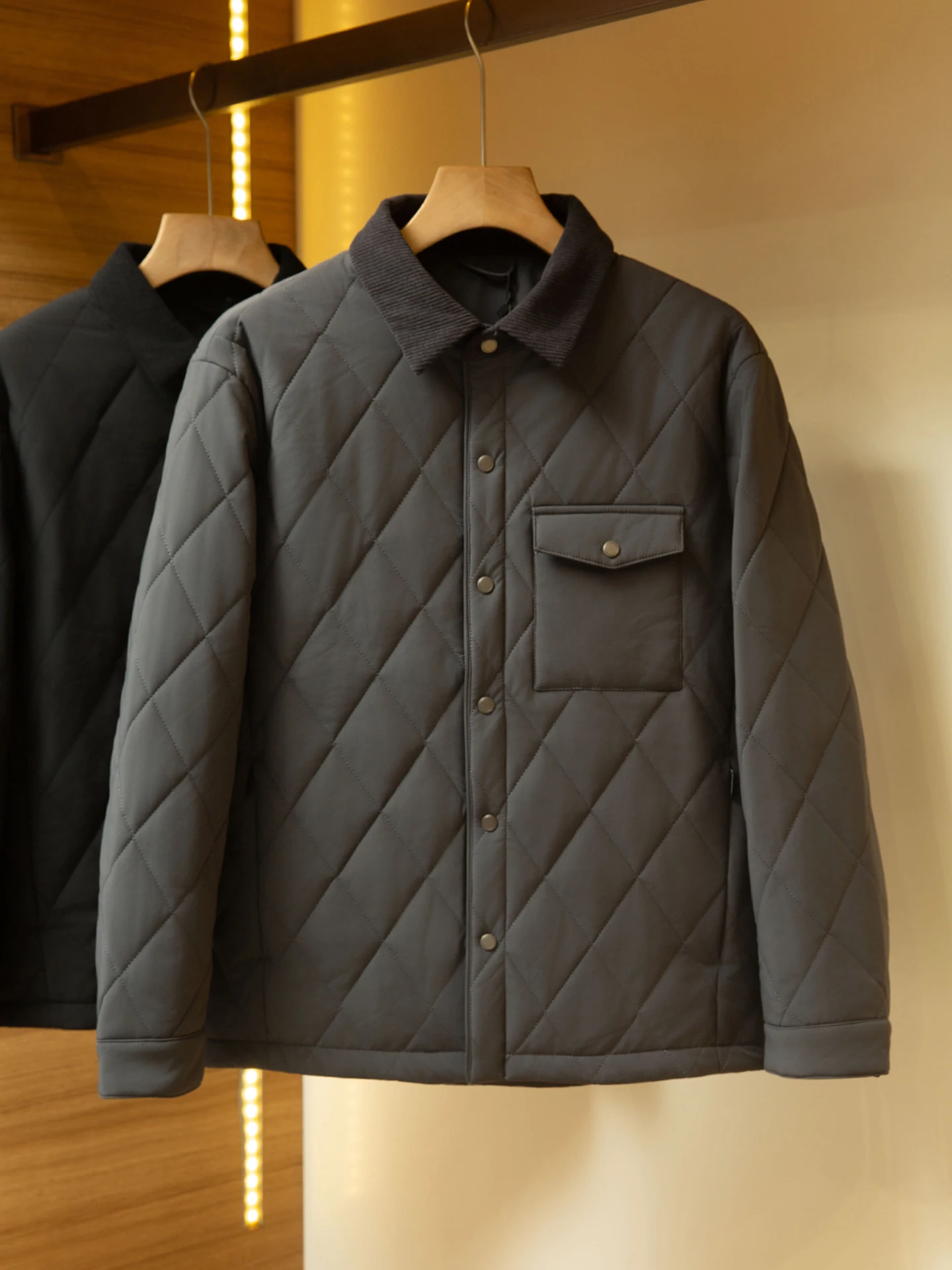 

Утепленная хлопковая стеганая куртка с ромбовидным узором, зимняя повседневная теплая куртка с воротником-стойкой, мужская верхняя одежда, повседневный стиль, стандартный крой