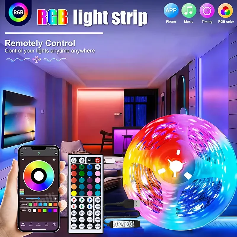 USB Led Strip Lights 5V Light Strips with 44Keys Remote 5050 5V USB RGB Color Changing Lights LED Strip Lights RGB Led Light