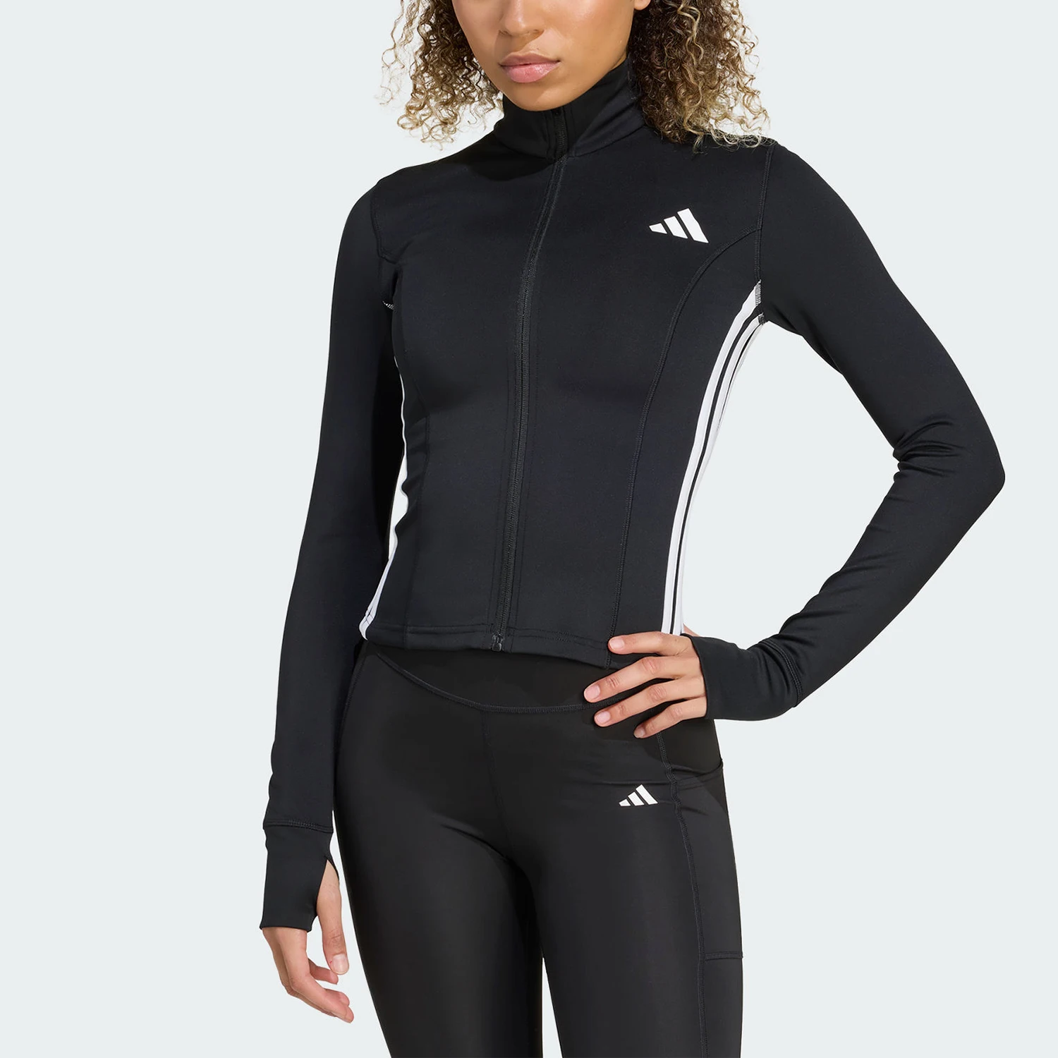 Adidas genuine spring edition women's stand up collar printed slim fit jacket KB7843
