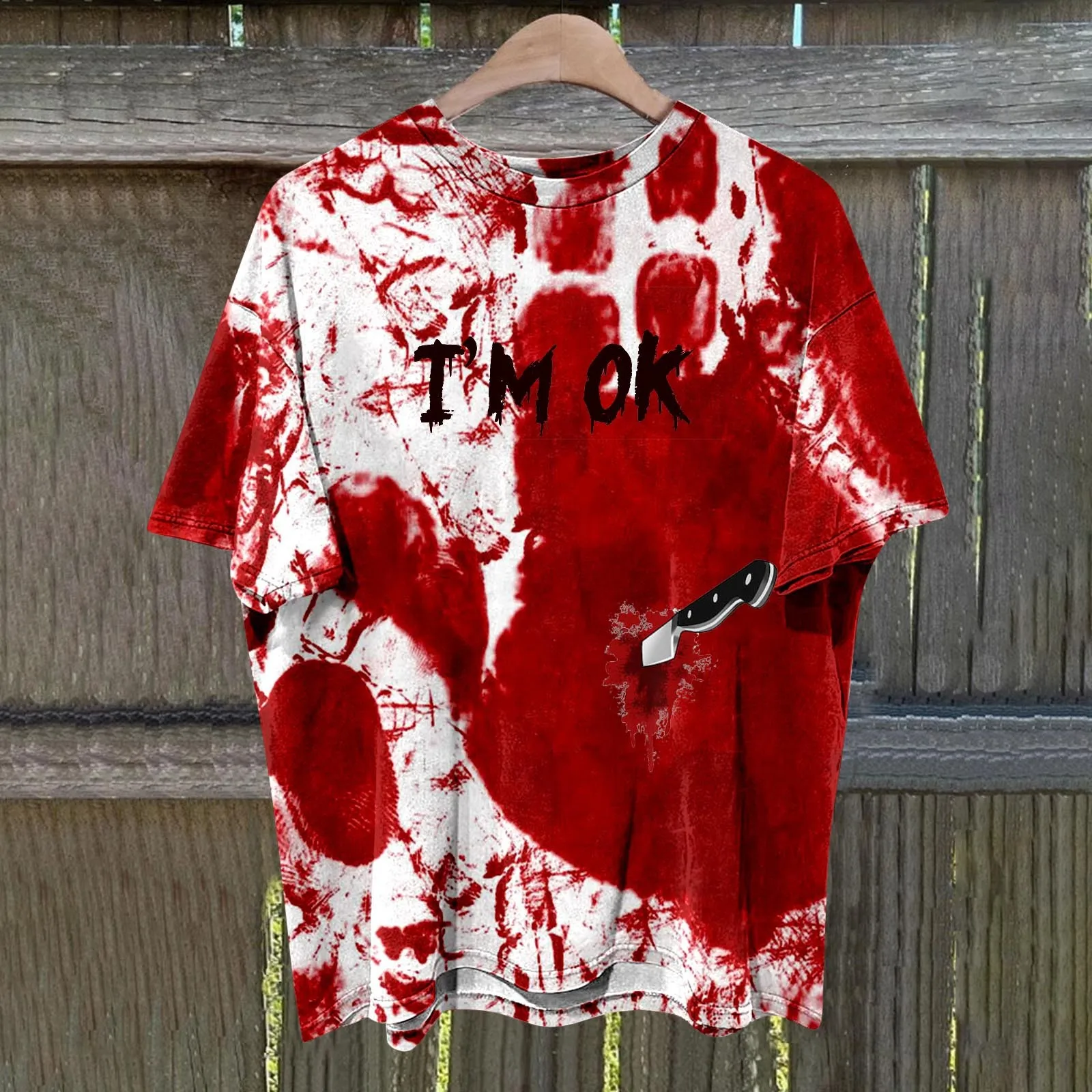 Summer Fake Blood 3D Print T-Shirts Streetwear Men Funny Fashion Harajuku Casual Oversized O-Neck T Shirt Tees Tops Clothing