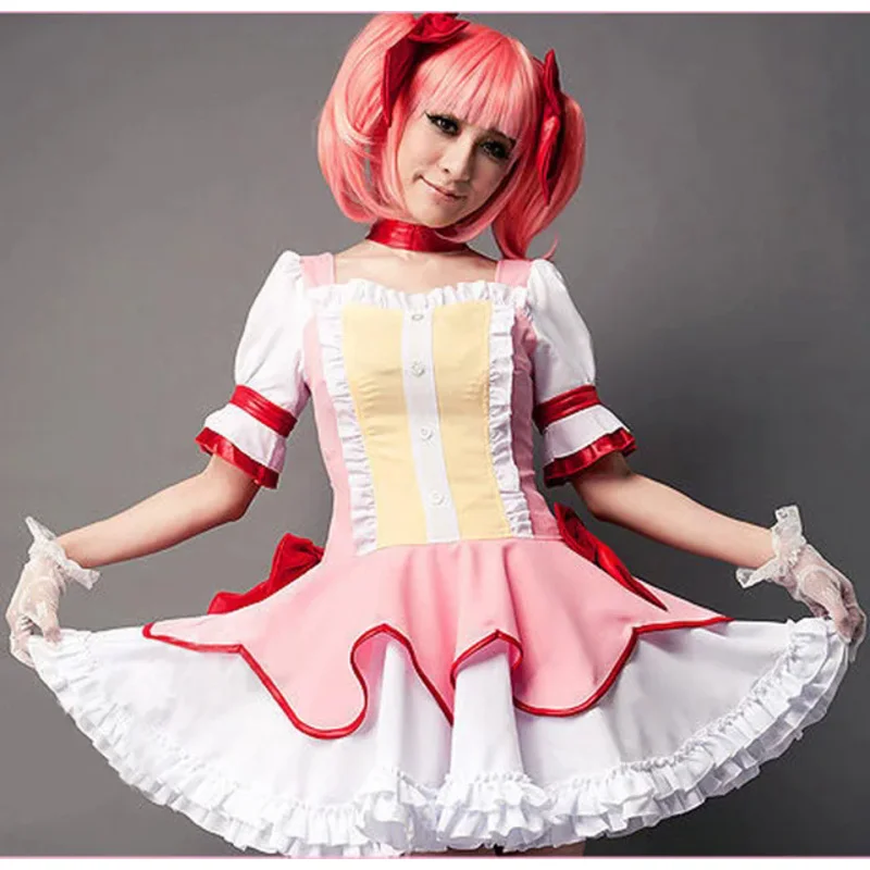 Cosztkhp neue puella magi madoka magica cosplay mädchen halloween kaname madoka kostüm frauen cosplay kleid mädchen kleidung für frauen