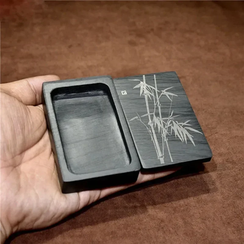 

New Chinese Inkstone Rectangle Calligraphy Ink Stone Student Ink Well With Cover Inkwell Grinding Made Of Natural Stone