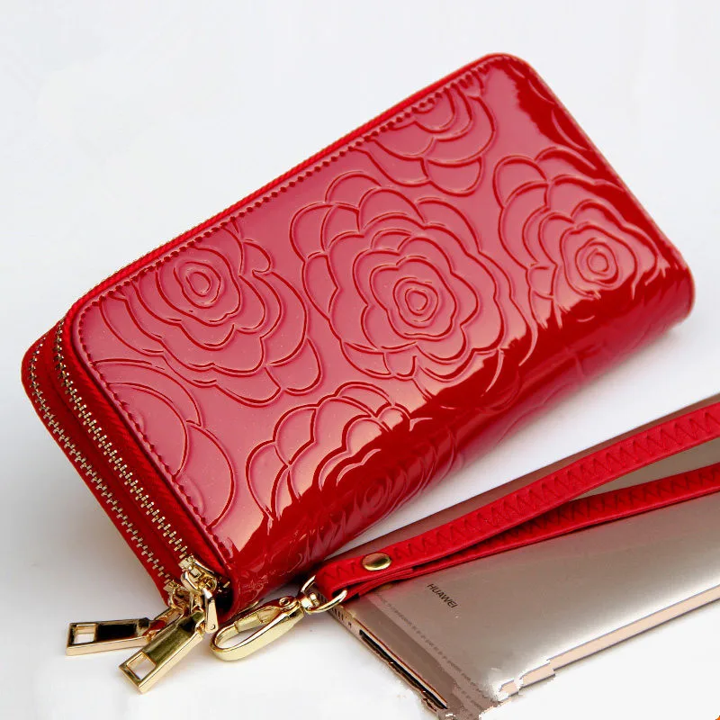 Double Zipper Clutch Purse Women's Long Genuine Leather Large Capacity Multifunctional Wallet Leather Phone Bag New Fashion