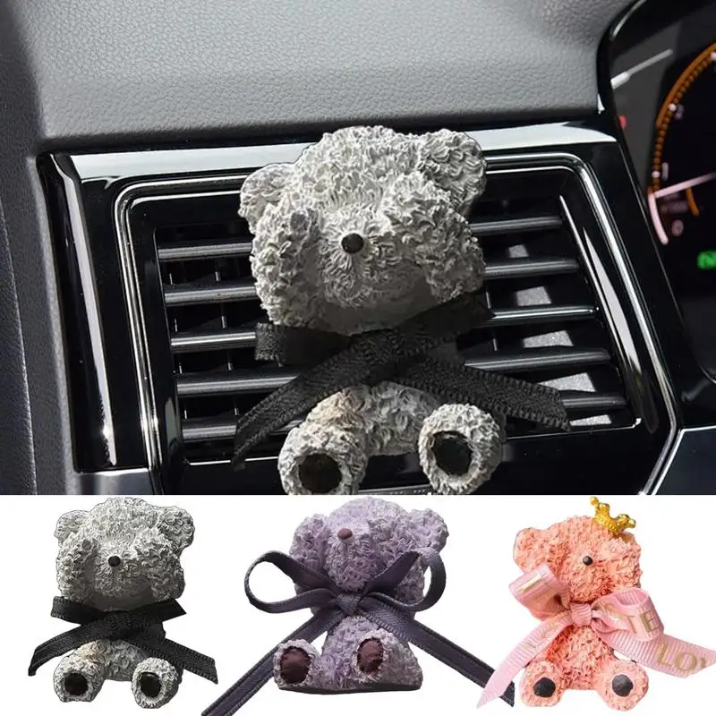 Car Vent Clip Air Freshener Bear With Bow Car Aromatherapy Diffuser Oil Diffuser Aromatherapy Stylish Fragrance Accessories Chic