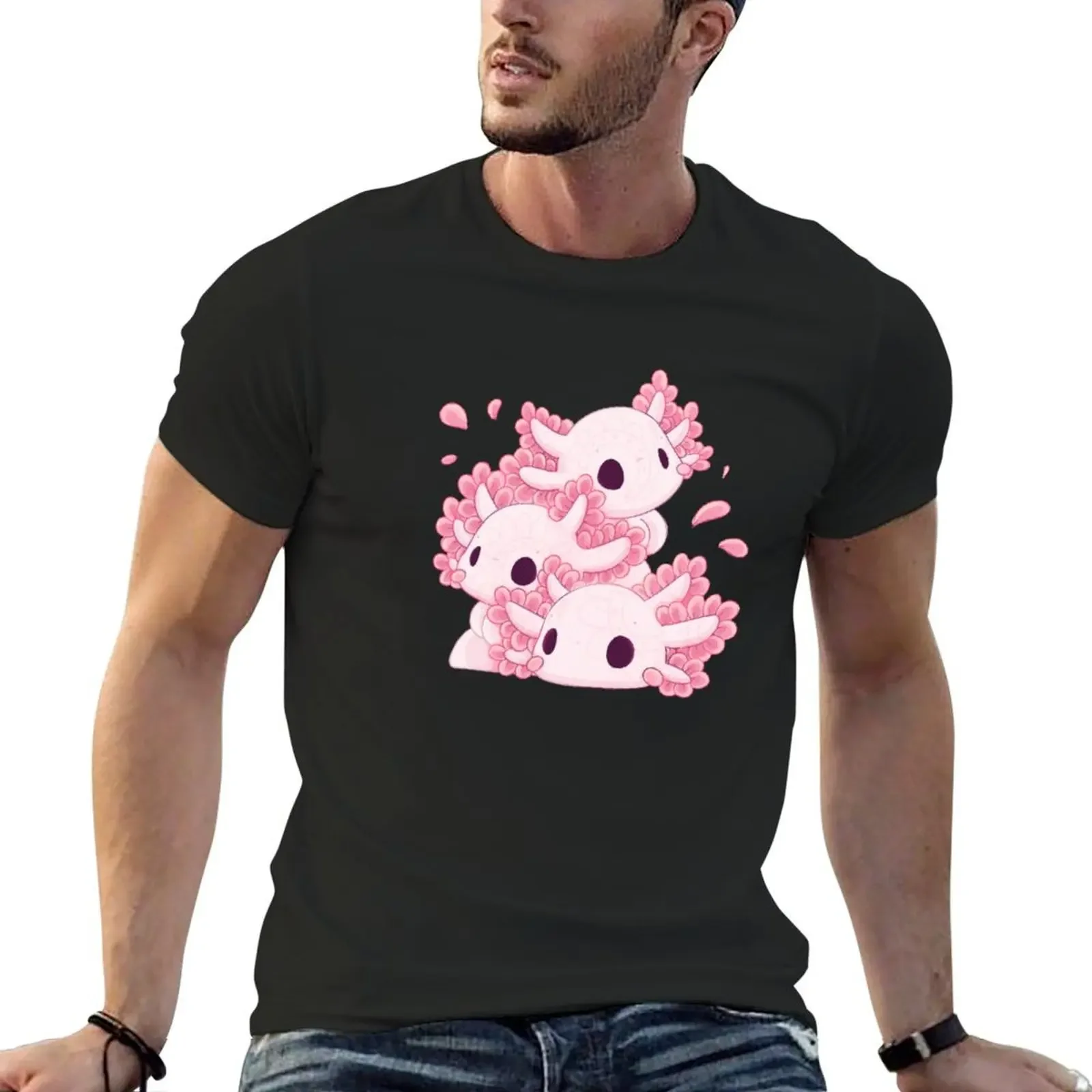 Cute Axolotl Chibi Stack T-Shirt customs design your own designer shirts fruit of the loom mens t shirts