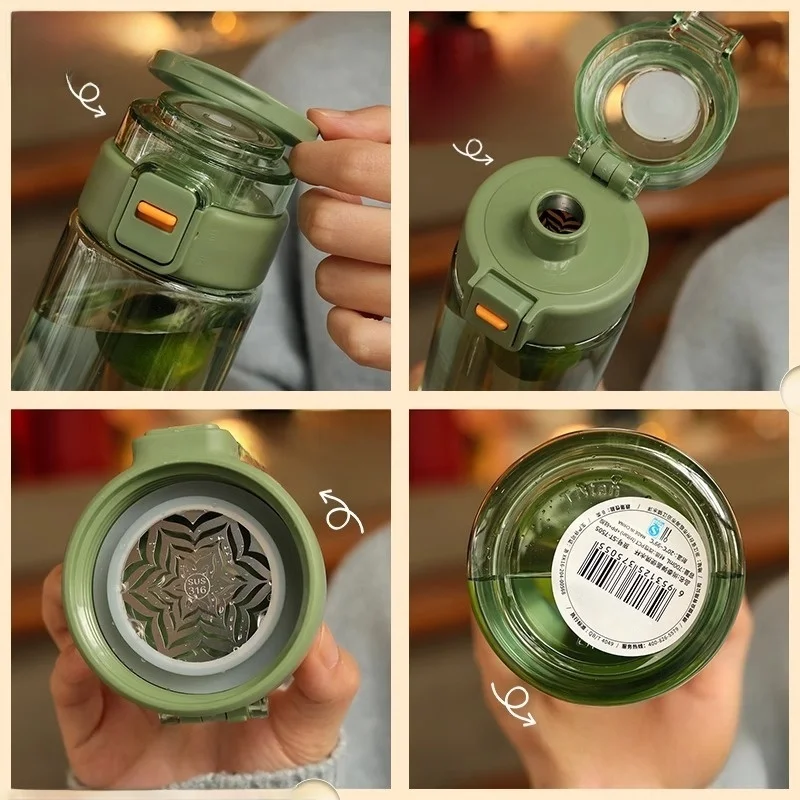 High Temperature Resistant Tritan Plastic Water Cup for Men Sport Riding Portable Anti-Fall Summer Tea Brewing Cup  Style