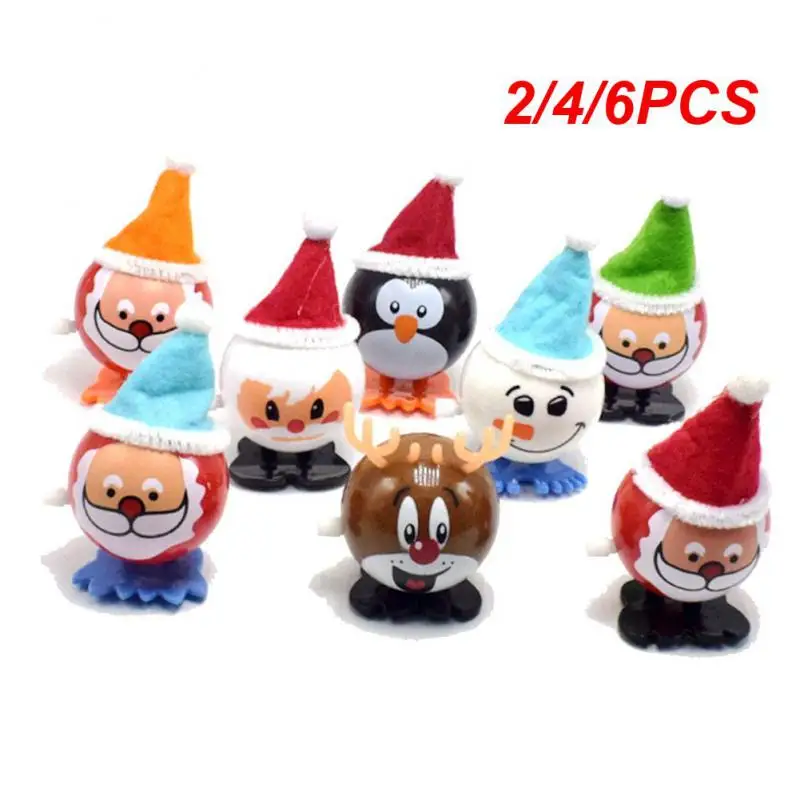 2/4/6PCS New Creative And Interesting Children's Spring Wind-up Toy Christmas Santa Claus Elk Penguin Snowman Funny Toy