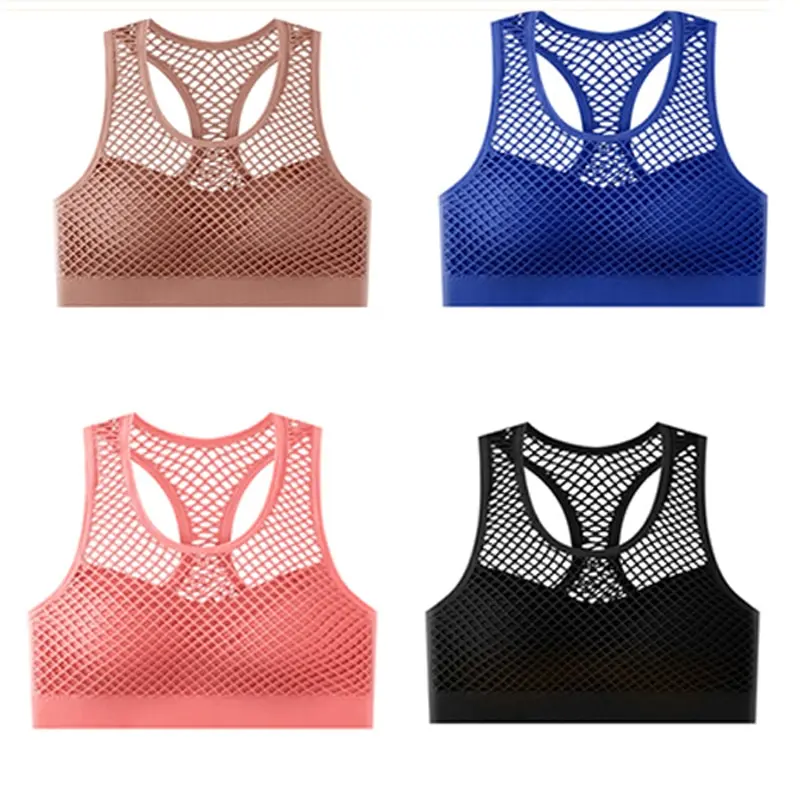 Women\'s Hollowed Out Breathable Mesh Sports Bra Shock Resistant Bra Fitness Yoga Sports Vest