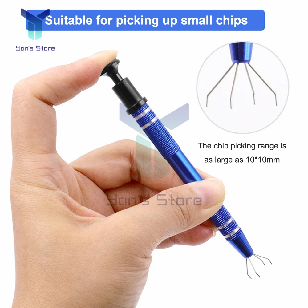 IC Extractor Pickup BGA Chip Picker Patch IC Suck Pen Electronic Component Grabber Metal Four Claw Electrician Hand Tools