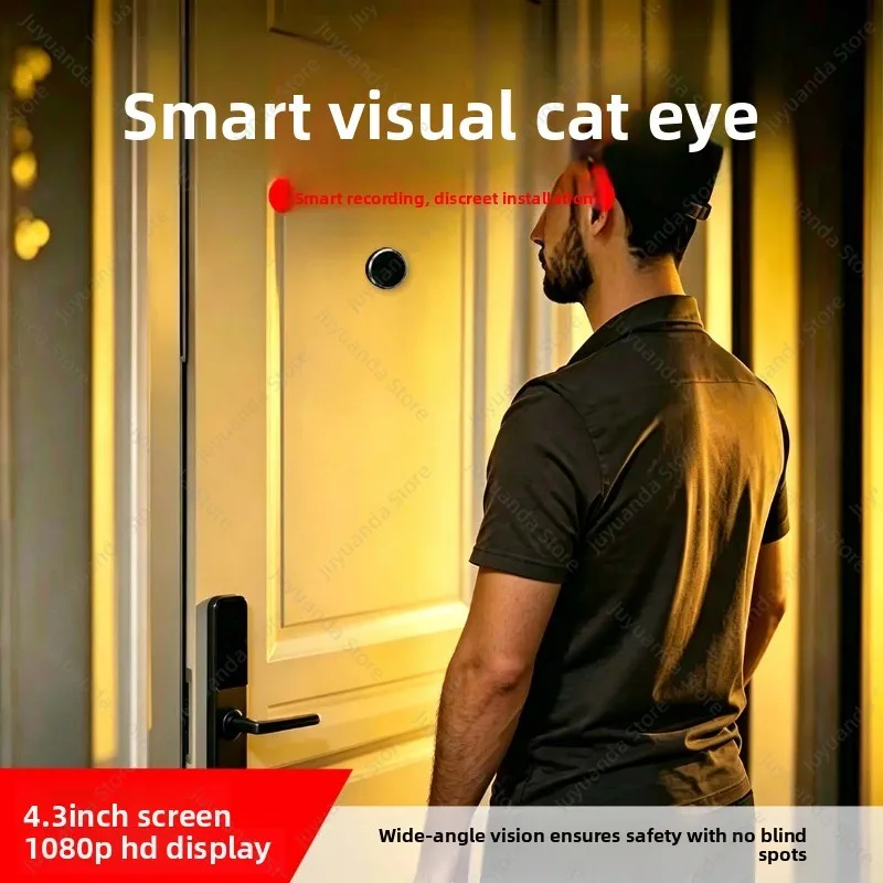 Wireless Smart Peephole Video Doorbell, Home Security Door Camera, HD Night Vision, Remote Two-way Intercom for Anti-theft Door