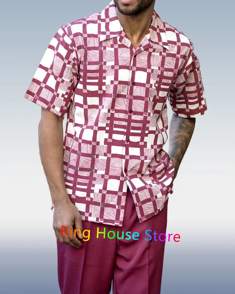 2 Piece Sets Shirt Men Outfits Summer Fashion Hawaiian Casual Button Short Sleeves Shirt+Shorts Pants Suits Men's Clothing Set