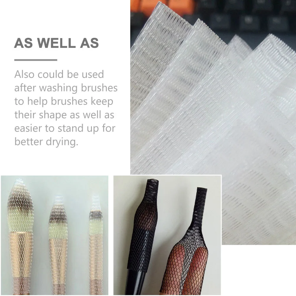 100pcs Makeup Brush Mesh Cover Premium Pe Expandable Protective Covers For Makeup Brushes Keep Shape Durable Tool Accessory