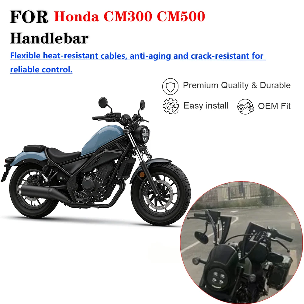 For Honda CM300 CM500 Rebel High Ape Hanger Handlebar Cable Assembly, Extended Throttle Clutch Line Kit Motorcycle Mod Parts