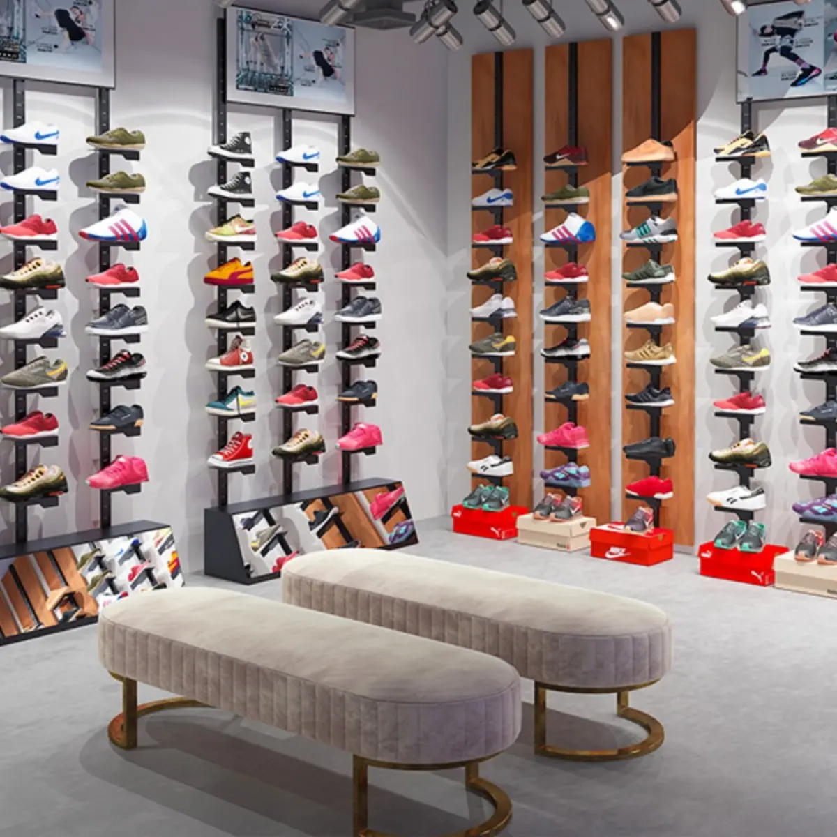 Store Shoe Rack Column Display Stand Commercial Shoe Rack Specialty Store Brand Store Shoe Rack Shelving