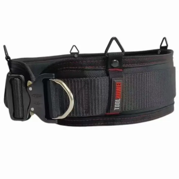 TOOLHUWEI Heavy Duty Tool Belt Quick Lock Metal Buckle Thickened Widened Adjustable Working Belt Waist Support Construction Belt