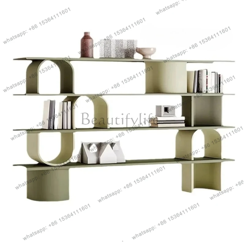 

Nordic paint bookshelf solid wood antique small apartment simple floor locker household living room partition