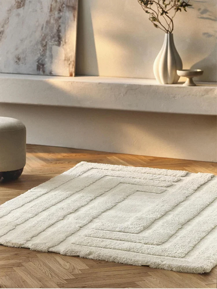 Modern Cream Style Living Room Carpet Super Soft Thick Cloakroom Area Rug Simple Beige Bedside Mat Bedroom Rugs and Carpet Decor