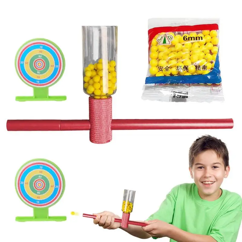 Soft Pinball Launcher Small Ball Shooter Crackling Tube Outdoor Children Toy Aluminum Alloy Imitation Bamboo Craft Shootings Toy