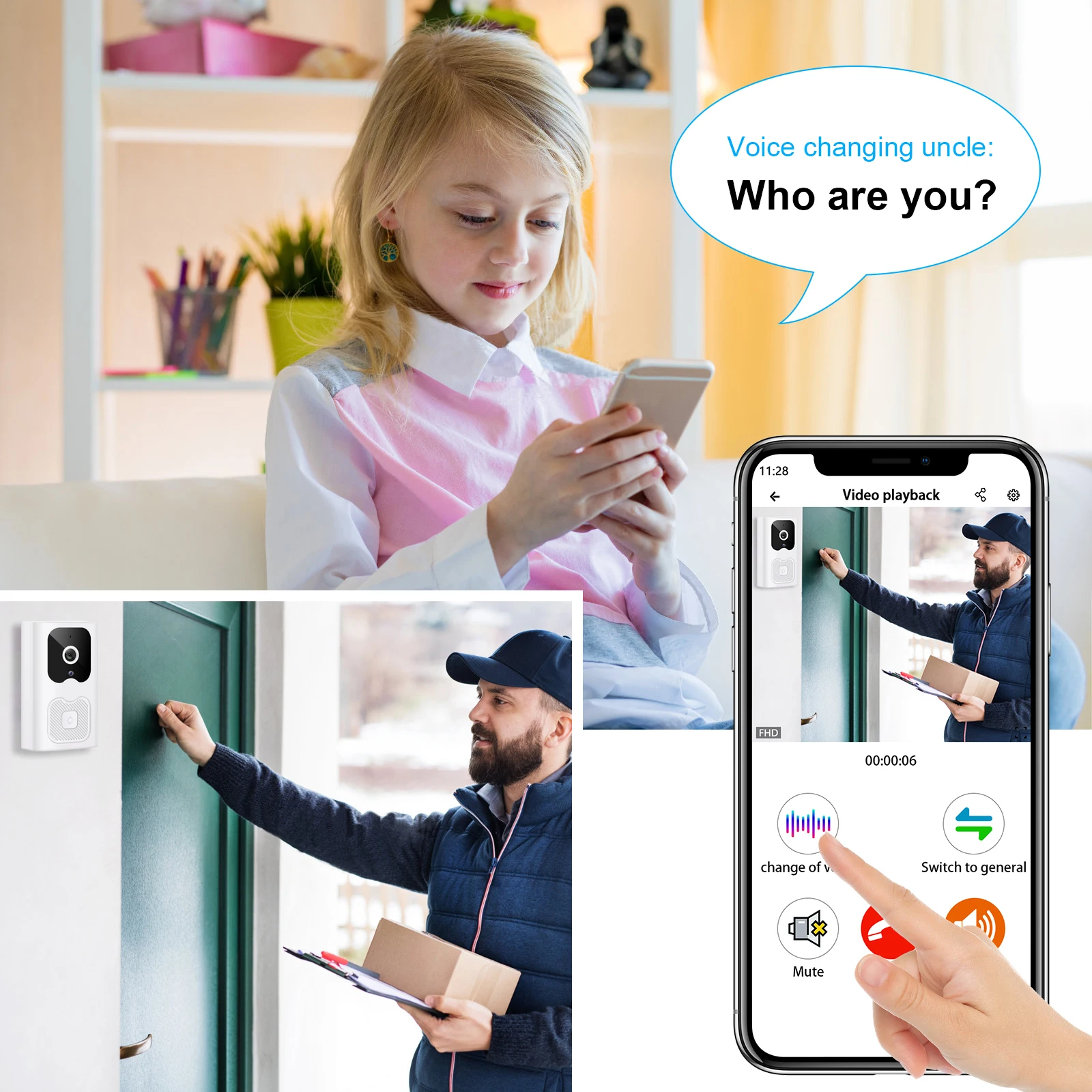 WiFi Video Doorbell Night Vision Outdoor Wireless Door Bell Camera Residential Intercom Smart Home Monitor Security Protection