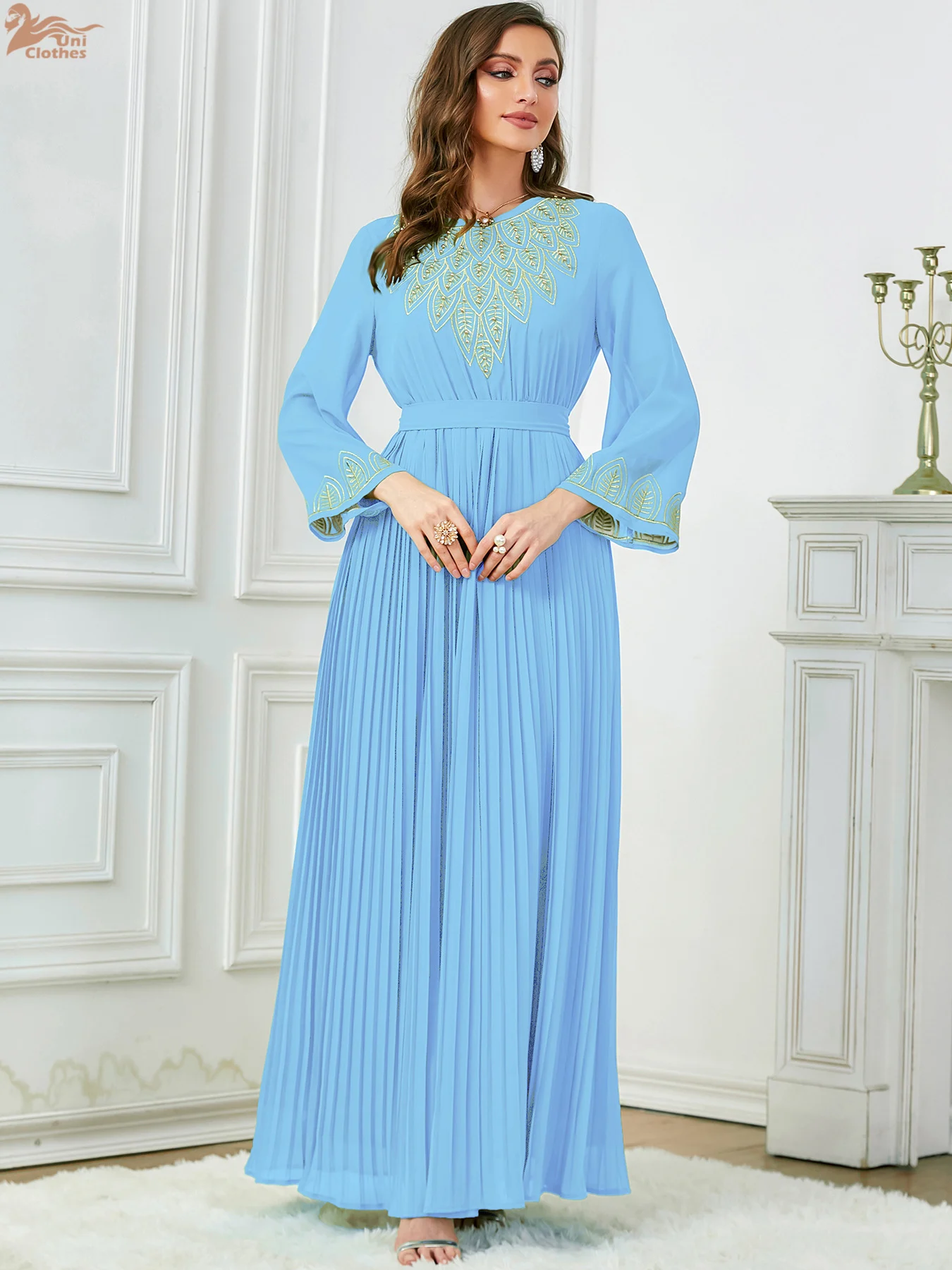 Morocco Dubai Dress Embroidery Jalabiya Eid Muslim Abaya for Women Party Beading Dresses Vestidos Islam Long Robe Arabic Abayas