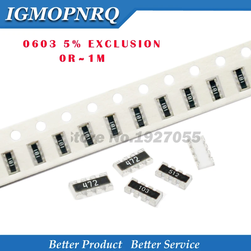 

100 шт. 0603*4 8P4R 2*4P сетевой резистор SMD массив 0 ~ 910 Ом 1K ~ 910K 2K 2,2 K 4,7 K 10K 22K 47K 100K 1M 1 10 100 220 470 Ом