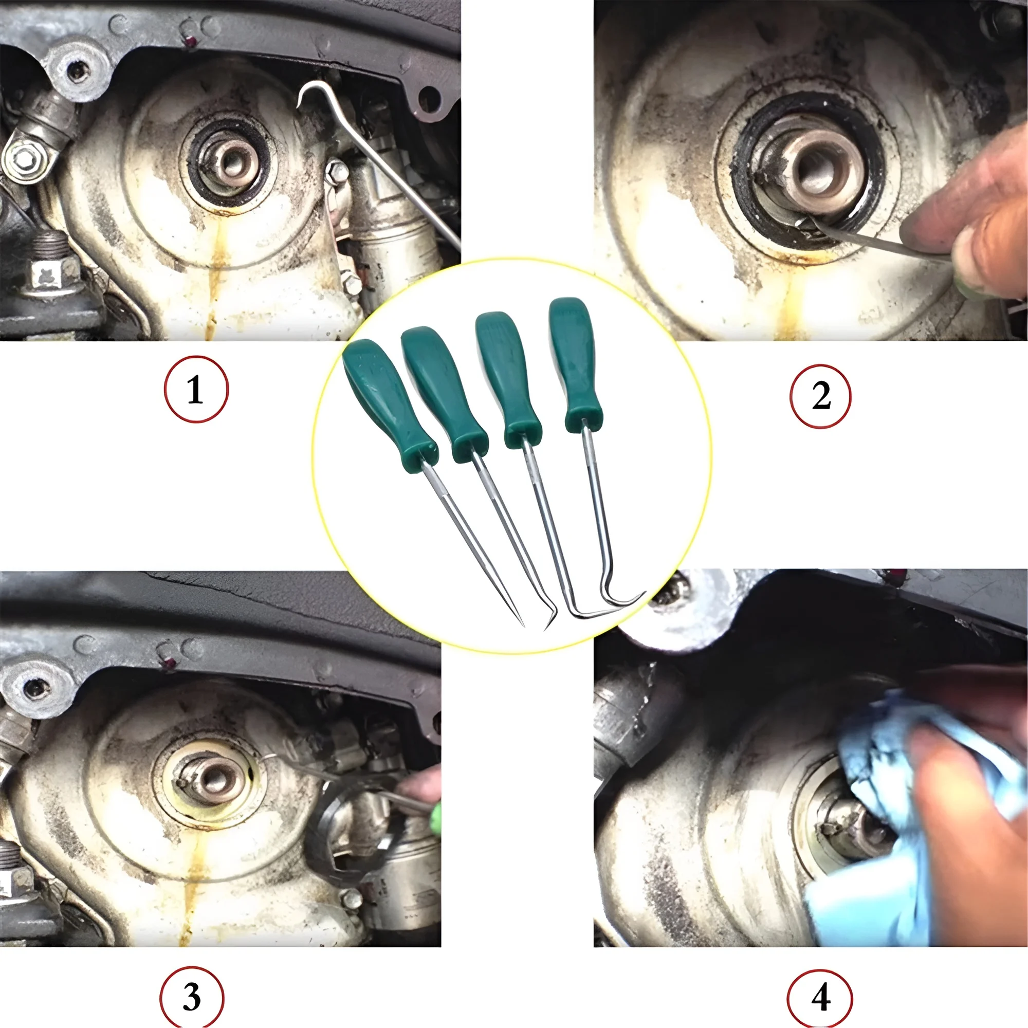 4Pcs Car Auto Vehicle Oil Seal Screwdrivers Set O-Ring Seal Gasket Puller Remover Pick and Hooks Tools Set Wholesale