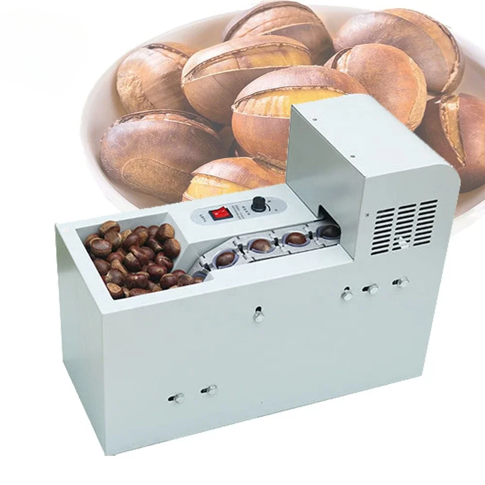 

1-2 Rows Chestnut Cracker Machine Small Commercial Chestnut Cutter Chain Conveyor Chestnut Opener Machine