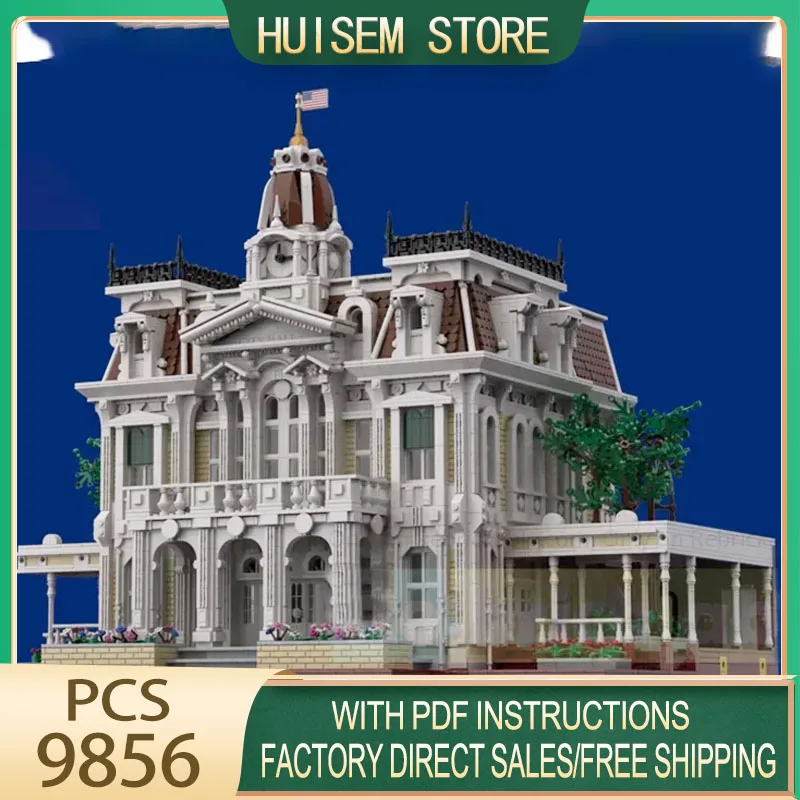 Moc Building Blocks Magic Magic Kingdom City Hall Model Technology Brick DIY Assembly Model Construction Holiday Set Toys
