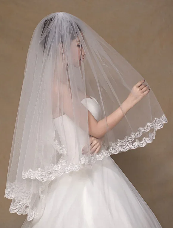 Ivory Semi-Sheer Tulle Chic Bridal Wedding Veil