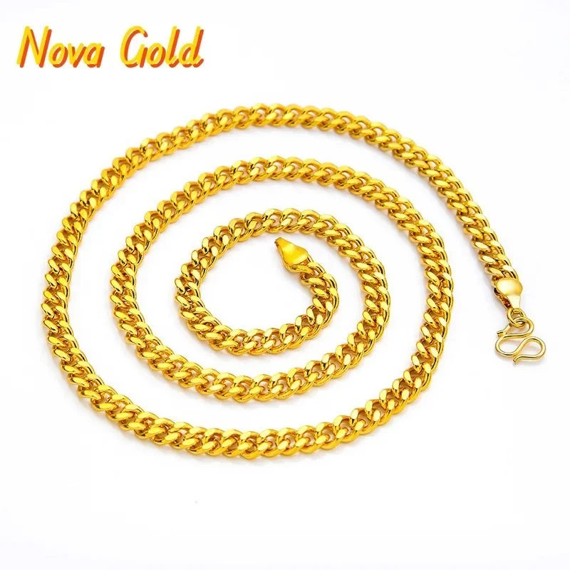 NovaGlod 24K Gold 5mm Boss Necklace Unisex AU999 - Premium, eye-catching 5cm boss style, fits business & daily