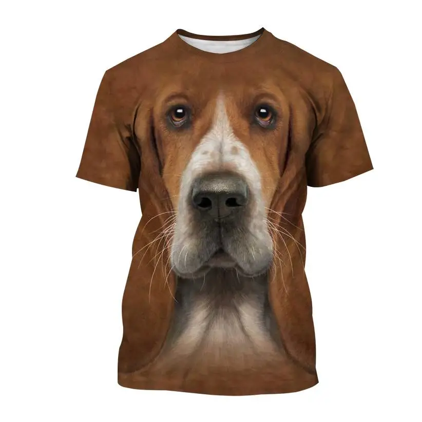 New Cute Pet Dog 3d Printing Round Neck Fashion Men\'s Women\'s Children\'s Cool Fun T-shirt Breathable Light Summer Sports Top