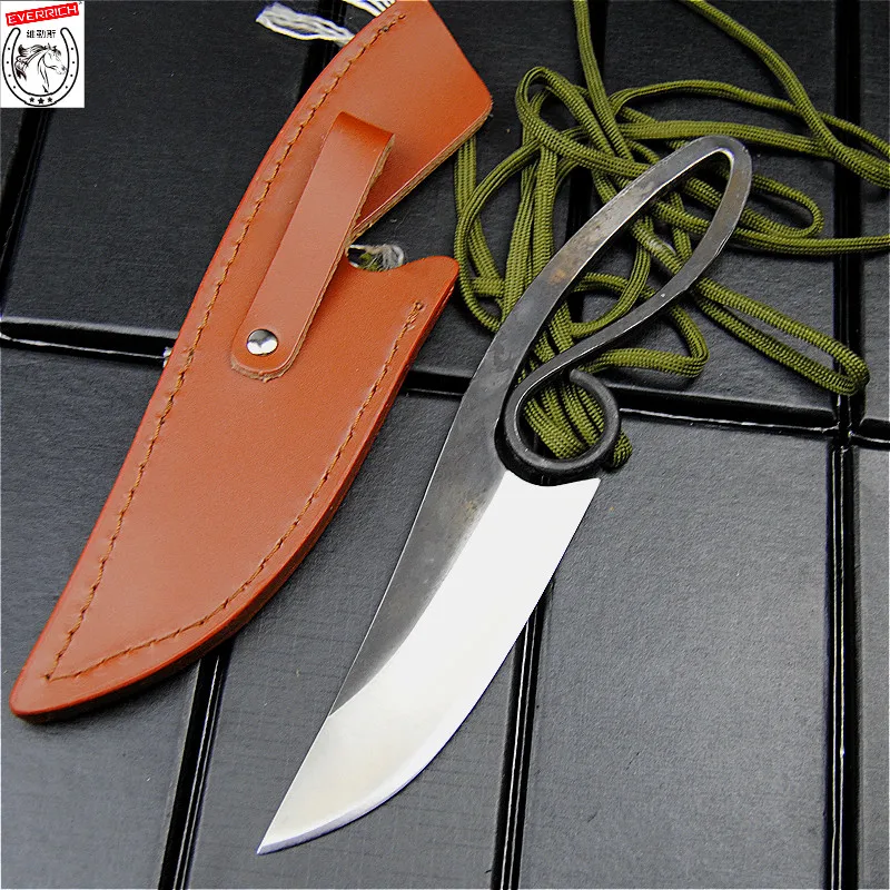 DEHONG 440C spring steel satin straight knife, sharp hunting knife, tactical survival knife, Chinese collection knife